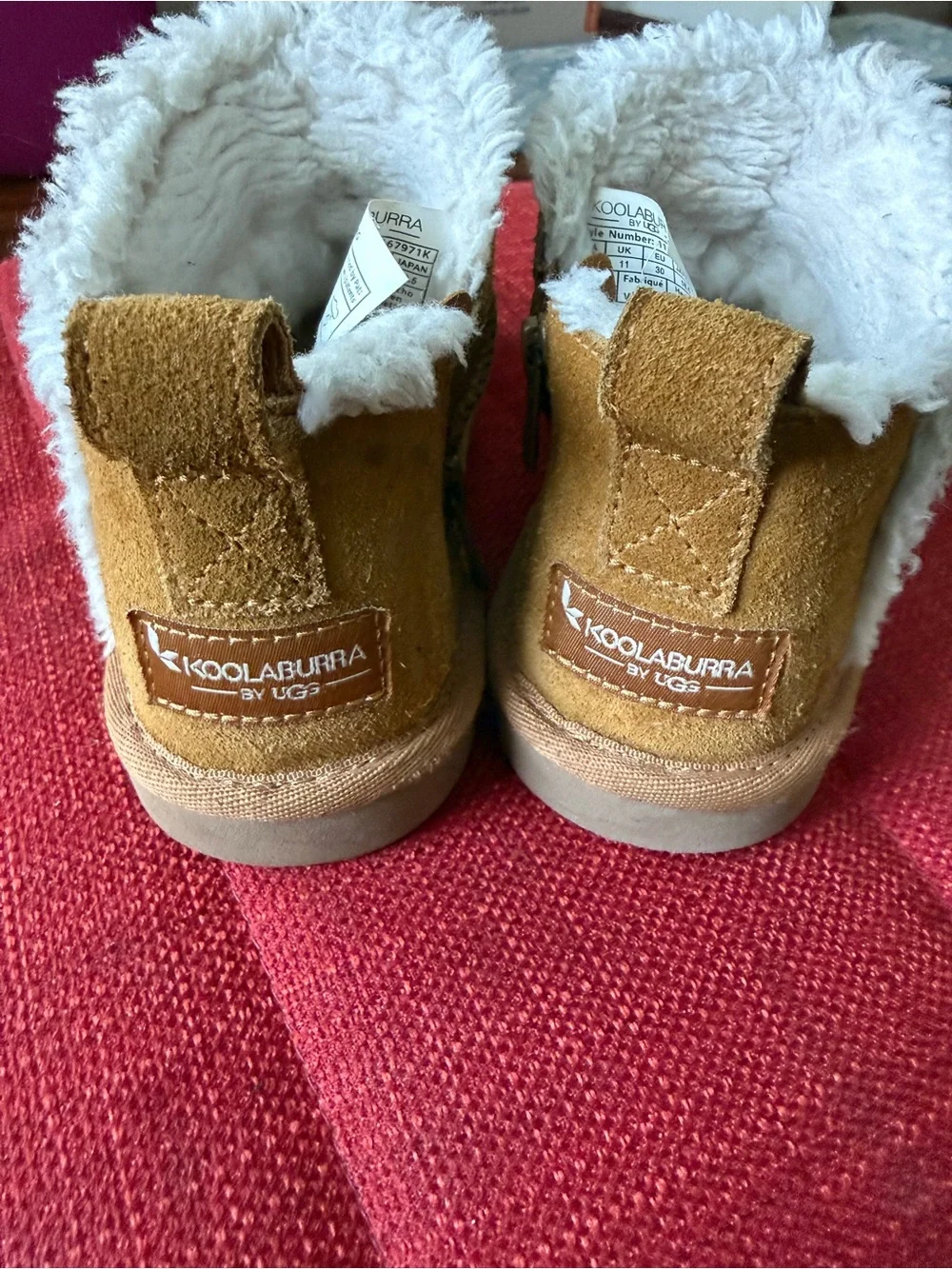 Koolaburra Kids Tan Faux-Shearling Slip-On Slipper Boots